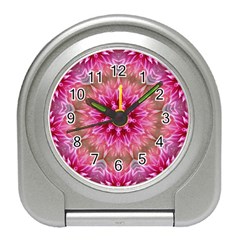 Flower Mandala Art Pink Abstract Travel Alarm Clock by Pakrebo