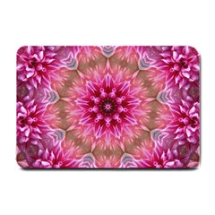 Flower Mandala Art Pink Abstract Small Doormat  by Pakrebo