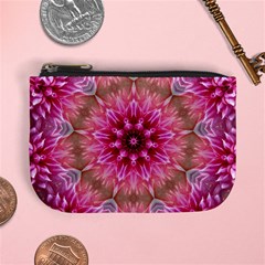 Flower Mandala Art Pink Abstract Mini Coin Purse by Pakrebo