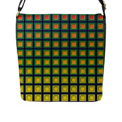 Tile Background Image Pattern Squares Flap Closure Messenger Bag (l) by Pakrebo