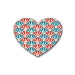 Seamless Patter Peacock Feathers Rubber Coaster (heart)  by Pakrebo