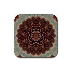 Abstract Art Texture Mandala Rubber Coaster (square)  by Pakrebo