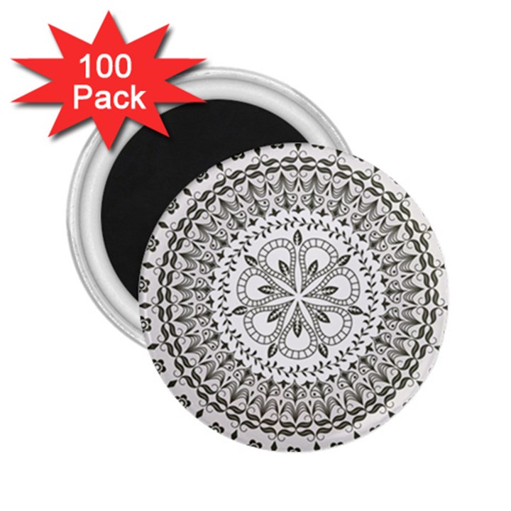 Vector Mandala Drawing Decoration 2.25  Magnets (100 pack) 