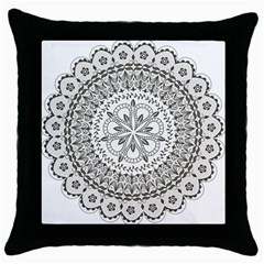 Vector Mandala Drawing Decoration Throw Pillow Case (black) by Pakrebo