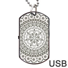 Vector Mandala Drawing Decoration Dog Tag Usb Flash (one Side) by Pakrebo