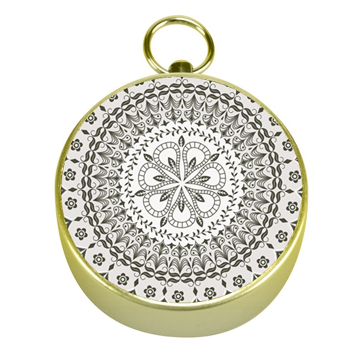 Vector Mandala Drawing Decoration Gold Compasses