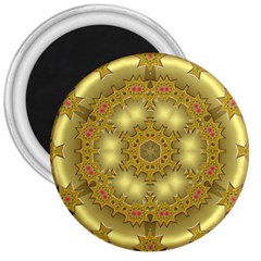 Pattern Background Gold Golden 3  Magnets by Pakrebo