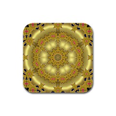 Pattern Background Gold Golden Rubber Square Coaster (4 Pack)  by Pakrebo