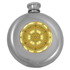 Pattern Background Gold Golden Round Hip Flask (5 Oz) by Pakrebo