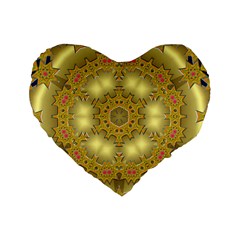 Pattern Background Gold Golden Standard 16  Premium Flano Heart Shape Cushions by Pakrebo