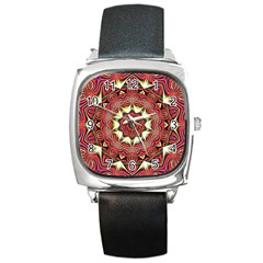 Farbenpracht Kaleidoscope Arts Square Metal Watch by Pakrebo