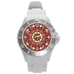 Farbenpracht Kaleidoscope Arts Round Plastic Sport Watch (l) by Pakrebo