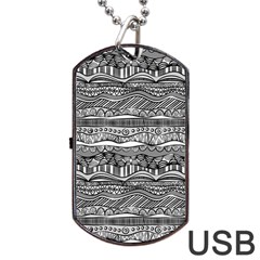 Ethno Seamless Pattern Dog Tag Usb Flash (one Side)