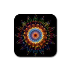 Colorful Prismatic Chromatic Rubber Coaster (Square) 