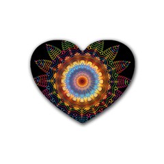 Colorful Prismatic Chromatic Rubber Coaster (Heart) 