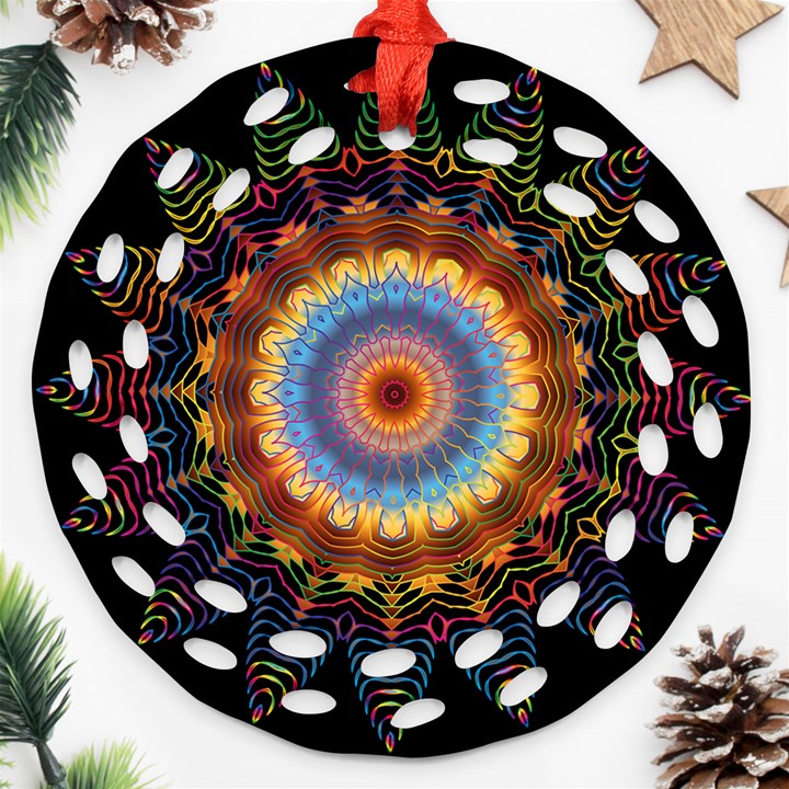 Colorful Prismatic Chromatic Ornament (Round Filigree)