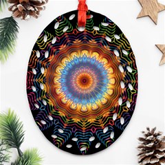 Colorful Prismatic Chromatic Oval Filigree Ornament (Two Sides)