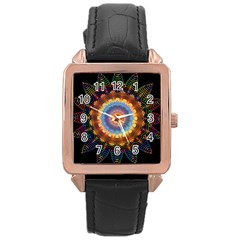 Colorful Prismatic Chromatic Rose Gold Leather Watch  by Pakrebo