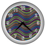 Decorative Ornamental Abstract Wall Clock (Silver) Front