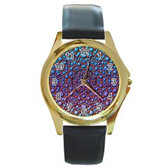 Tile Background Image Pattern 3d Round Gold Metal Watch by Pakrebo