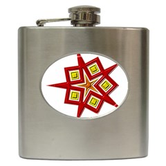 Pattern Tile Decorative Design Star Hip Flask (6 Oz) by Pakrebo