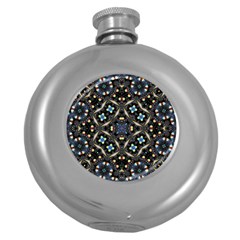 Tile Background Image Pattern Patterns Round Hip Flask (5 Oz) by Pakrebo