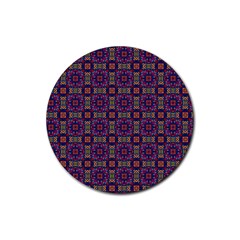 Tile Pattern Background Image Purple Rubber Round Coaster (4 Pack)  by Pakrebo