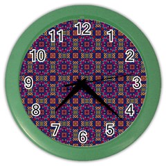 Tile Pattern Background Image Purple Color Wall Clock by Pakrebo