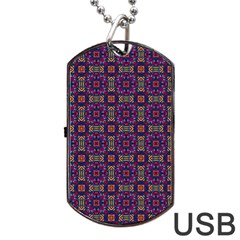 Tile Pattern Background Image Purple Dog Tag Usb Flash (two Sides) by Pakrebo