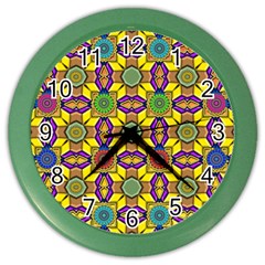 Background Image Geometric Color Wall Clock by Pakrebo