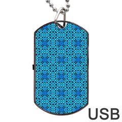 Background Image Tile Pattern Blue Dog Tag Usb Flash (two Sides) by Pakrebo