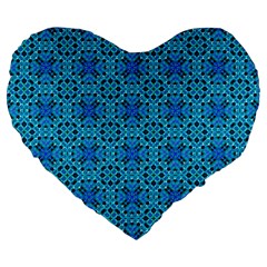 Background Image Tile Pattern Blue Large 19  Premium Heart Shape Cushions by Pakrebo