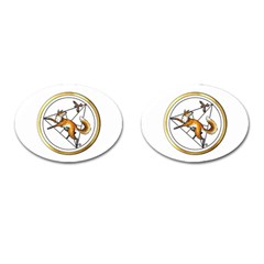 Fox & Sparrow - Gold Discus - By Larenard Cufflinks (oval) by LaRenard