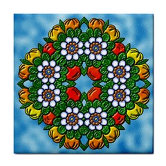 Mandala Background Colorful Pattern Tile Coasters by Pakrebo