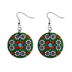 Mandala Background Colorful Pattern Mini Button Earrings by Pakrebo