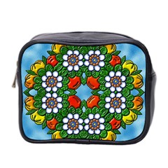 Mandala Background Colorful Pattern Mini Toiletries Bag (two Sides) by Pakrebo