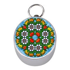 Mandala Background Colorful Pattern Mini Silver Compasses by Pakrebo