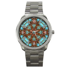 Fractal Background Colorful Graphic Sport Metal Watch by Pakrebo