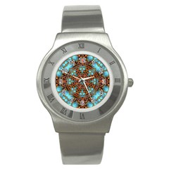 Fractal Background Colorful Graphic Stainless Steel Watch by Pakrebo