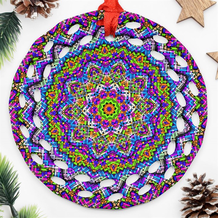 Farbenpracht Kaleidoscope Round Filigree Ornament (Two Sides)