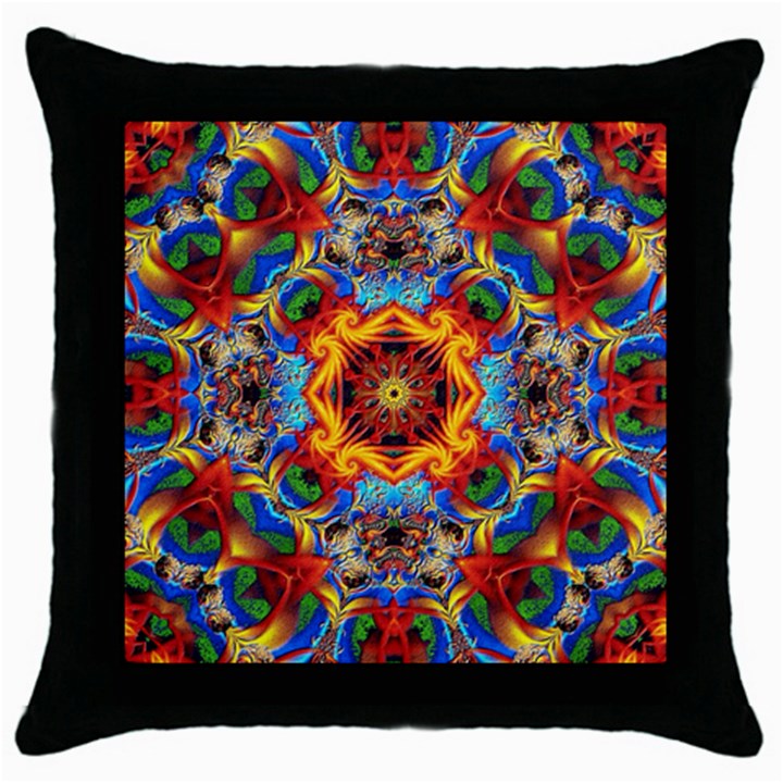 Farbenpracht Kaleidoscope Throw Pillow Case (Black)