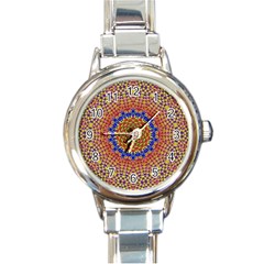 Tile Background Image Ornament Round Italian Charm Watch by Pakrebo