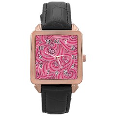 Pattern Doodle Design Drawing Rose Gold Leather Watch  by Pakrebo