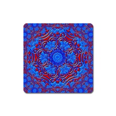 Background Fractals Surreal Design Art Square Magnet by Pakrebo