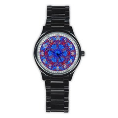 Background Fractals Surreal Design Art Stainless Steel Round Watch by Pakrebo