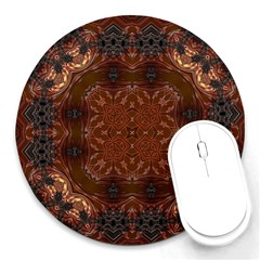 Background Image Structure Brown Black Round Mousepads by Pakrebo