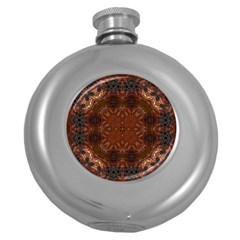 Background Image Structure Brown Black Round Hip Flask (5 Oz) by Pakrebo