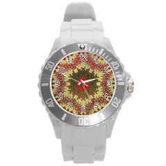 Tile Background Image Color Pattern Round Plastic Sport Watch (l) by Pakrebo