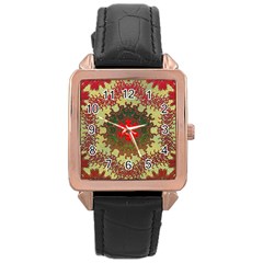 Tile Background Image Color Pattern Rose Gold Leather Watch  by Pakrebo