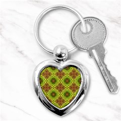 Tile Background Image Pattern Green Key Chains (heart)  by Pakrebo